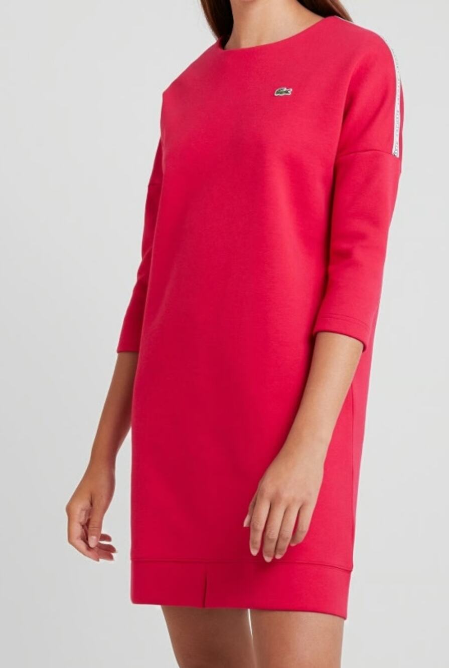 LACOSTE SPORT Tape Sweatshirt Mini Dress Red 3/4 Sleeve Tennis Women's 34/US S
